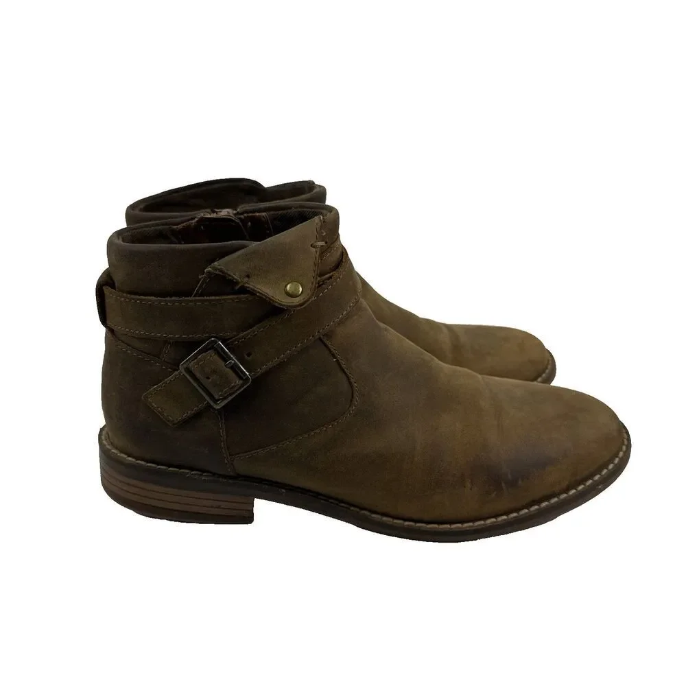 Clarks Camzin Dime Ankle Boot Bootie Brown Leather Side Zip Buckle Strap Women 7 - Picture 2 of 14